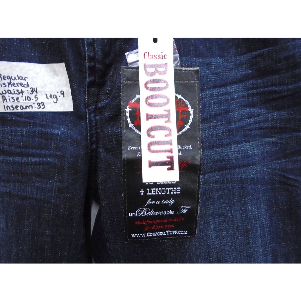 Cowgirl Tuff Forever Tuff Bootcut Denim Jeans Womens Size 34 (34x33) NWT Blue - Picture 9 of 15